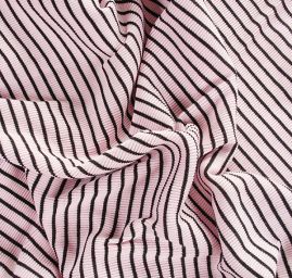 Úplet bavlna směs černé proužky růžový