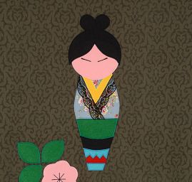 Kreativní textilní aplikace panenka