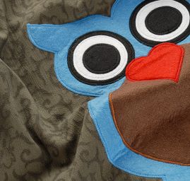 Kreativní textilní aplikace sovy modrá/hnědá