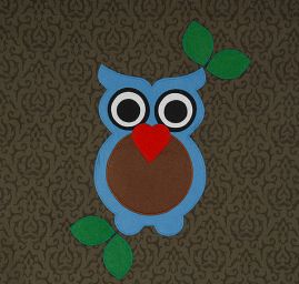 Kreativní textilní aplikace sovy modrá/hnědá