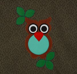 Kreativní textilní aplikace sovy modrá/hnědá