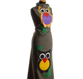 Kreativní textilní aplikace sovy oranžová/černá