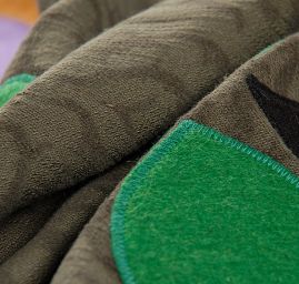 Kreativní textilní aplikace sovy oranžová/černá