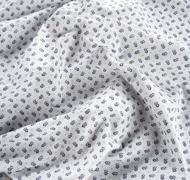 Bavlněná látka modrotisk kytičky/puntiky bílomodrá