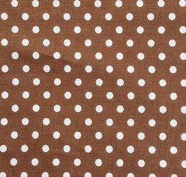 Bavlněné plátno bílý puntík hnědý podklad