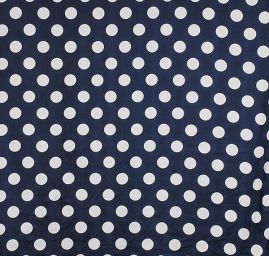 Bavlněné plátno bílý velký puntík tm.modrý podklad