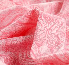 Žakárová látka vzor ornament růžová smetanová