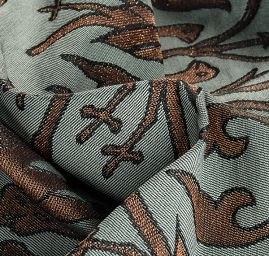 Replika historické tkaniny Arras pistáciová/zlatohnědá