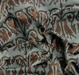 Replika historické tkaniny Arras pistáciová/zlatohnědá