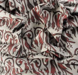 Replika historické tkaniny Arras vínová/šedá