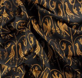 Replika historické látky Arras zlatý/černý