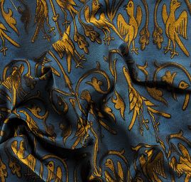 Replika historické látky Arras zlatý/modrý