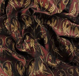Replika historické látky Arras zlatý/vínový