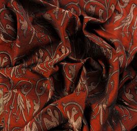 Replika historické látky Arras zlatobéžový/cihlový