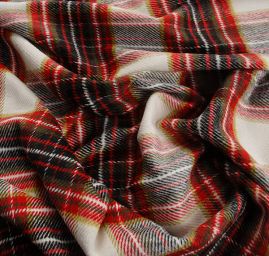 Kostýmová látka vlna směs s vlasem  tartan červená