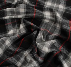 Kostýmová látka vlna směs s vlasem kostka černošedá