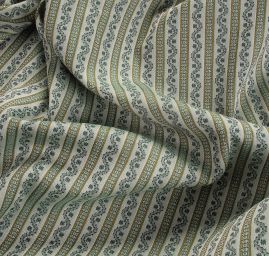 Brokát nepružný květy proužky zelné