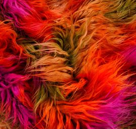 Imitace kožešiny dlouhý vlas oranžovorůžová