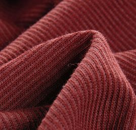 Bavlněný úplet plastický vzor proužků vínovohnědá