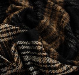 Vlna směs silnější látka s vlasem vzor kostka