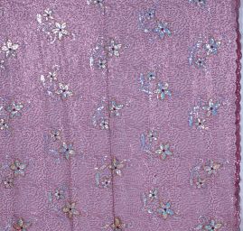 Efektní krajka vyšívka flitrů na tylu vínová