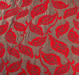 Žakárová látka obojstranná motív listy