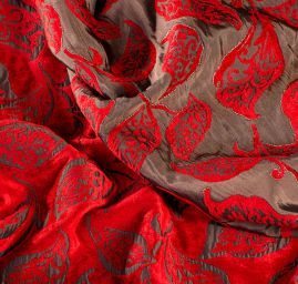 Žakárová látka obojstranná motív listy