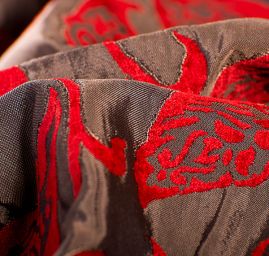 Žakárová látka obojstranná motív listy