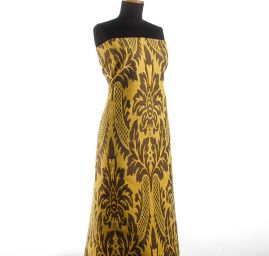 Replika historické tkaniny Rokoko žlutá/hnědá