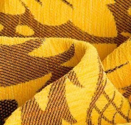 Replika historické tkaniny Rokoko žlutá/hnědá