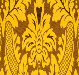 Replika historické tkaniny Rokoko žlutá/hnědá