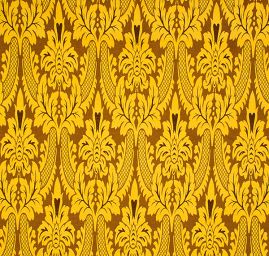 Replika historické tkaniny Rokoko žlutá/hnědá