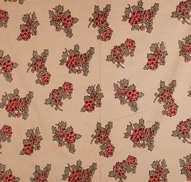 Pružný manšestr vzor květů červená/béžová