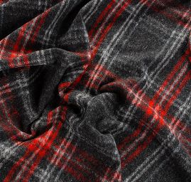 Vařená vlna kostky červeno-šedá