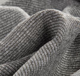 Bavlněný úplet plastický vzor proužků šedá zelená