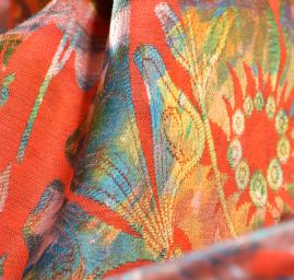 Žakárová látka vzor kvety obojstranná