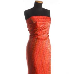 Brokát orientální jemný květinový vzor červený