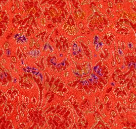 Brokát orientální jemný květinový vzor červený