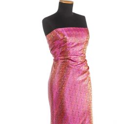 Brokát orientální jemný květinový vzor fuchsiový