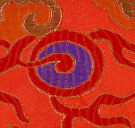 Brokát orientální motiv draka červený