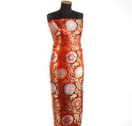 Brokát velký květinový ornament červený