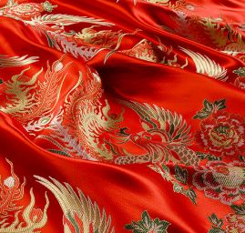 Brokát orientální motiv fénixe