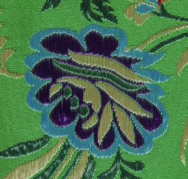 Brokát folklorní květinový motiv velký zelený