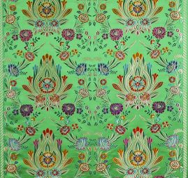 Brokát folklorní květinový motiv velký zelený