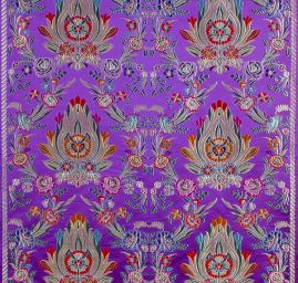 Brokát folklórní květinový  motiv velký fialový II.jakost