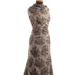Kostýmová látka Esterhazy flock paisley hnědá