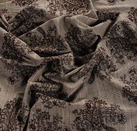 Kostýmová látka Esterhazy flock paisley hnědá