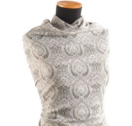 Žakárová látka kašmírový paisley vzor khaki zelená