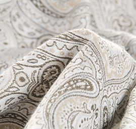 Žakárová látka kašmírový paisley vzor khaki zelená