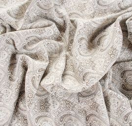 Žakárová látka kašmírový paisley vzor khaki zelená